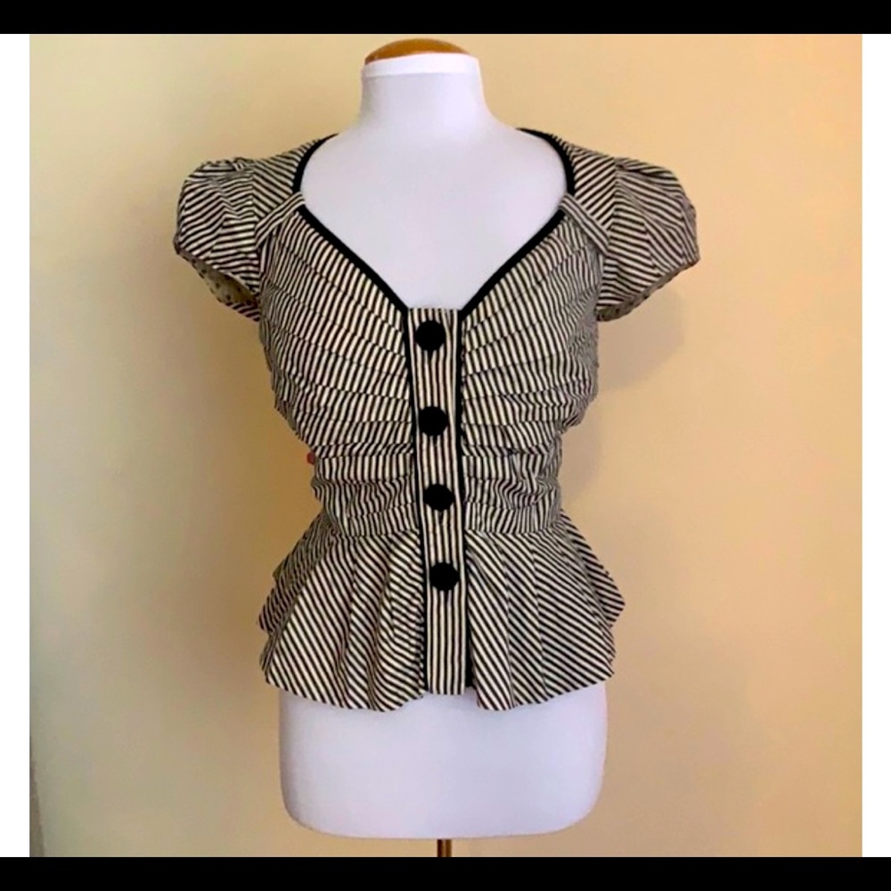 Anthropologie Striped Peplum Top